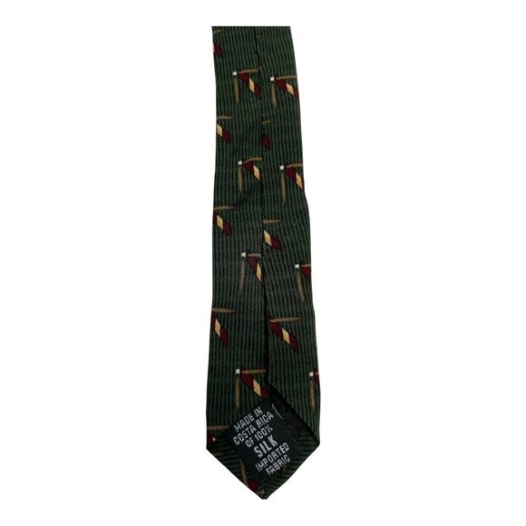 Vintage Etienne Aigner Men’s Silk Tie – Green with Polo Mallet Print - Picture 2 of 5